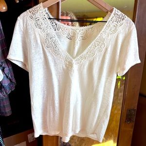 Sezane lace collar knit shirt